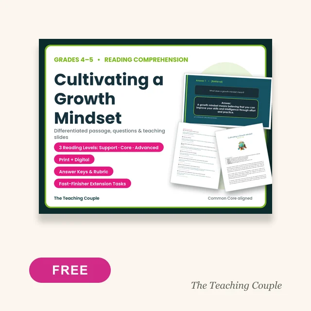 Growth Mindset — Reading Comprehension Pack